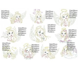 Stickserie - Engel Line Art